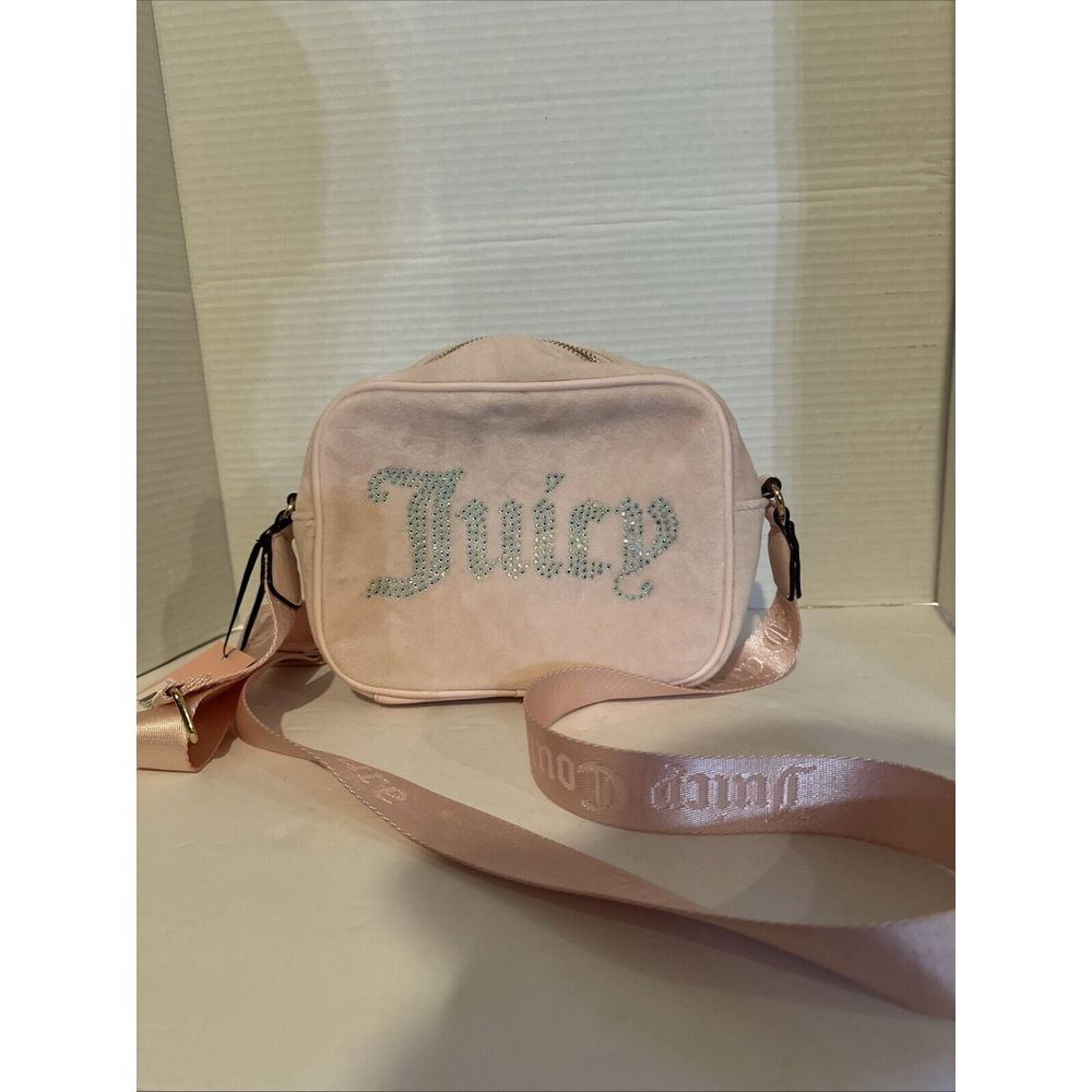 NEW! NWT JUICY COUTURE Obsession Velour Crossbody Bag‎ Powder Blush Pink